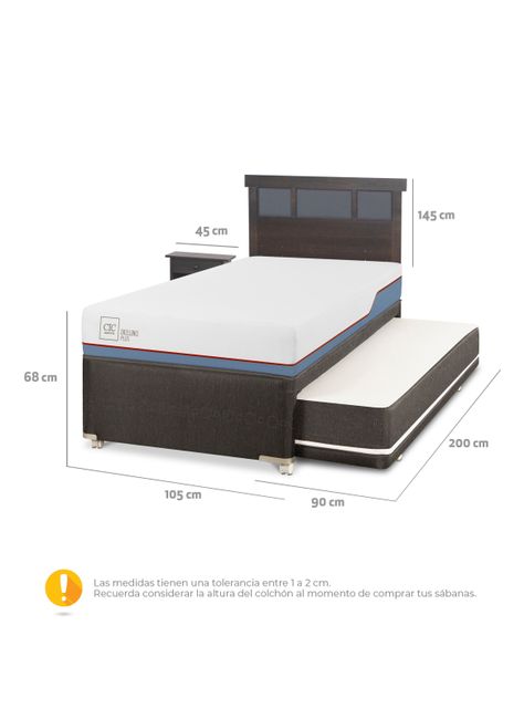 Diván Excellence Plus Black 1.5 Plazas Set Dublin Gris-1