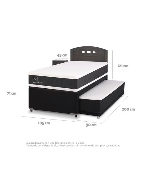 Diván Ortopedic Black 1.5 Plazas Set Gales Gris-1