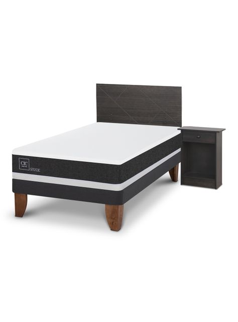 Cama Europea Ortopedic 1.5 Plazas Set Villarrica Gris-0