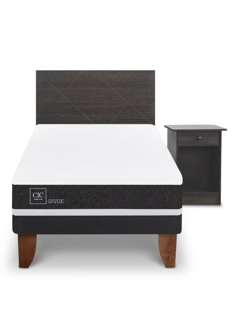 Cama Europea Ortopedic 1.5 Plazas Set Villarrica Gris-2