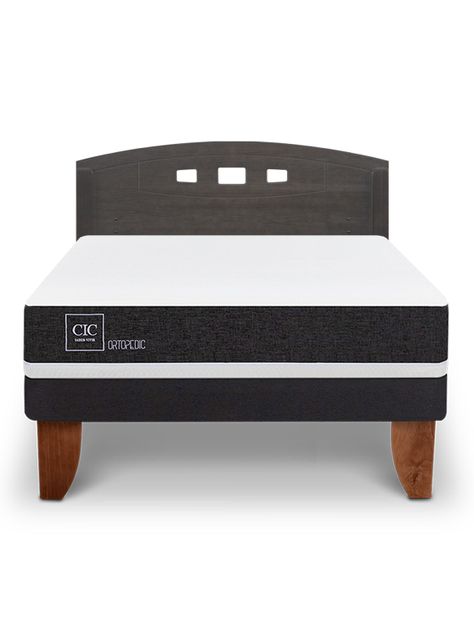 Cama Europea Ortopedic 2 Plazas Respaldo Gales Gris-2