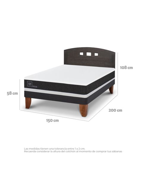 Cama Europea Ortopedic 2 Plazas Respaldo Gales Gris-1