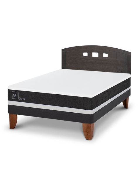 Cama Europea Ortopedic 2 Plazas Respaldo Gales Gris-0