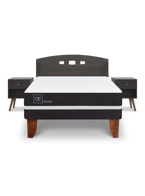 Cama Europea Ortopedic 2 Plazas Set Gales Gris-2