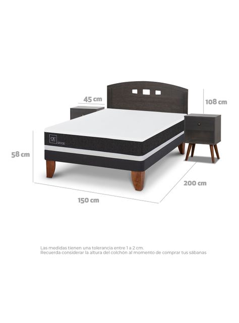 Cama Europea Ortopedic 2 Plazas Set Gales Gris-1