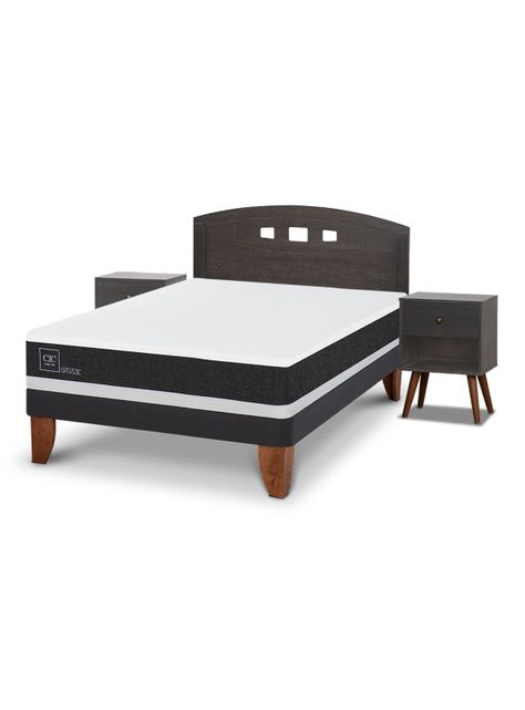 Cama Europea Ortopedic 2 Plazas Set Gales Gris-0
