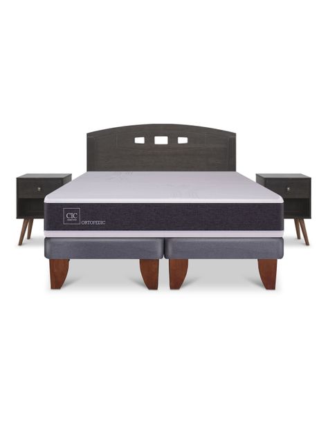 Cama Europea Ortopedic 2 Plazas Base Dividida Set Gales Gris-2