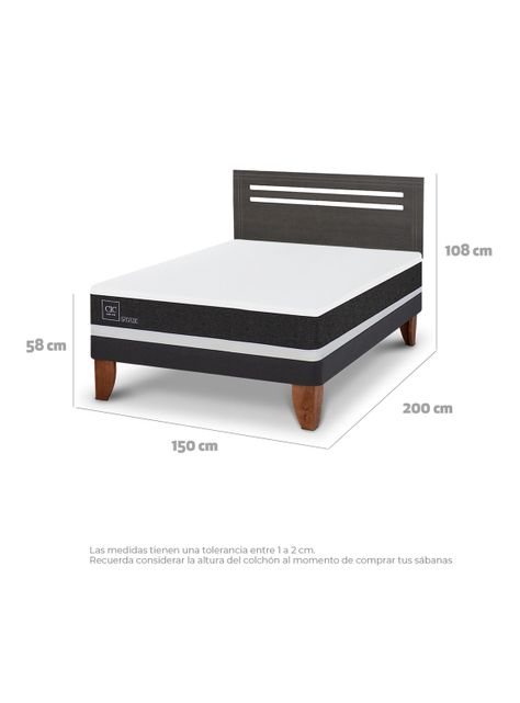 Cama Europea Ortopedic 2 Plazas Respaldo Munich Gris-1