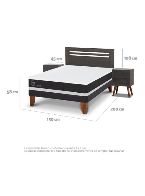 Cama Europea Ortopedic 2 Plazas Set Muebles Munich Gris-1