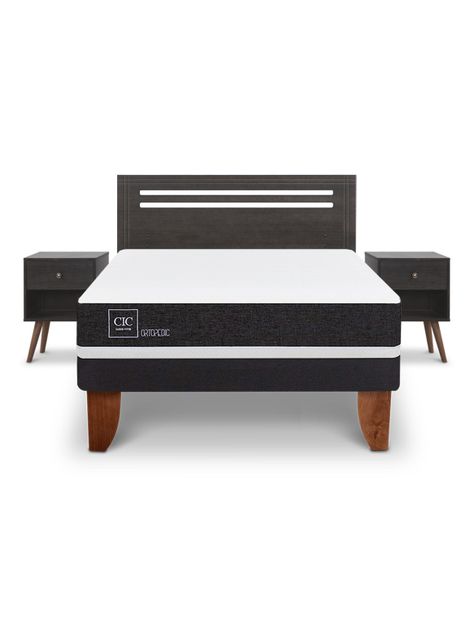 Cama Europea Ortopedic 2 Plazas Set Muebles Munich Gris-2