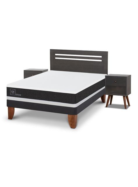 Cama Europea Ortopedic 2 Plazas Set Muebles Munich Gris-0