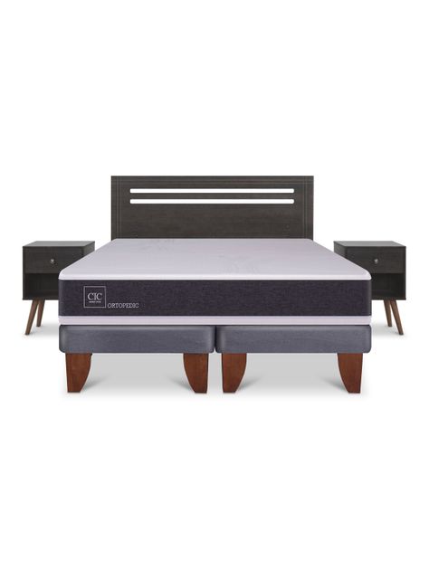 Cama Europea Ortopedic 2 Plazas Base Dividida Munich Gris-2
