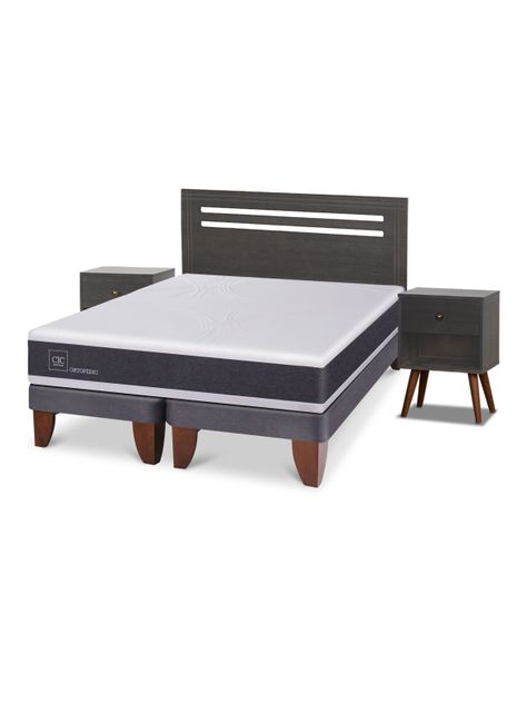 Cama Europea Ortopedic 2 Plazas Base Dividida Munich Gris-0