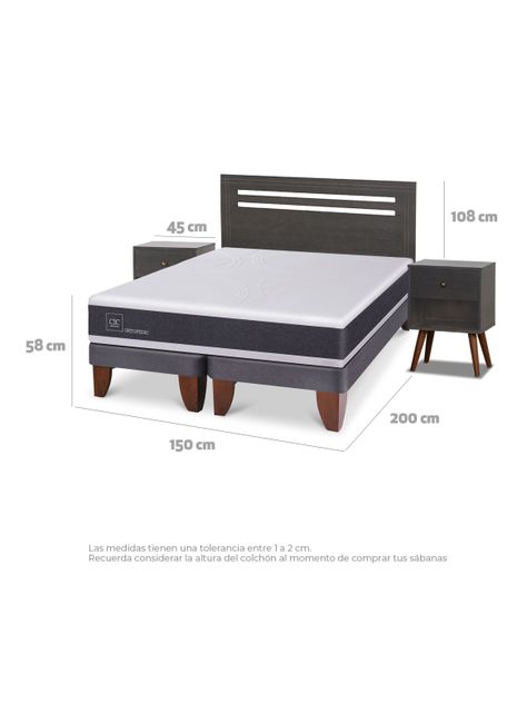 Cama Europea Ortopedic 2 Plazas Base Dividida Munich Gris-1