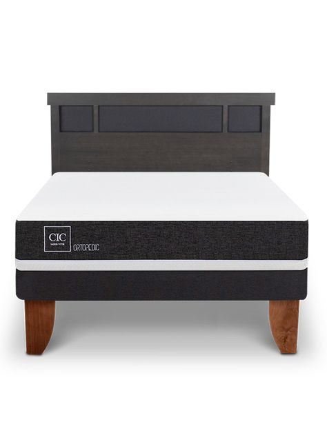 Cama Europea Ortopedic 2 Plazas Respaldo Dublin Gris-2