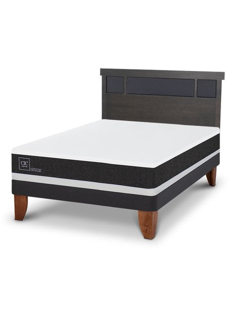 Cama Europea Ortopedic 2 Plazas Respaldo Dublin Gris-0