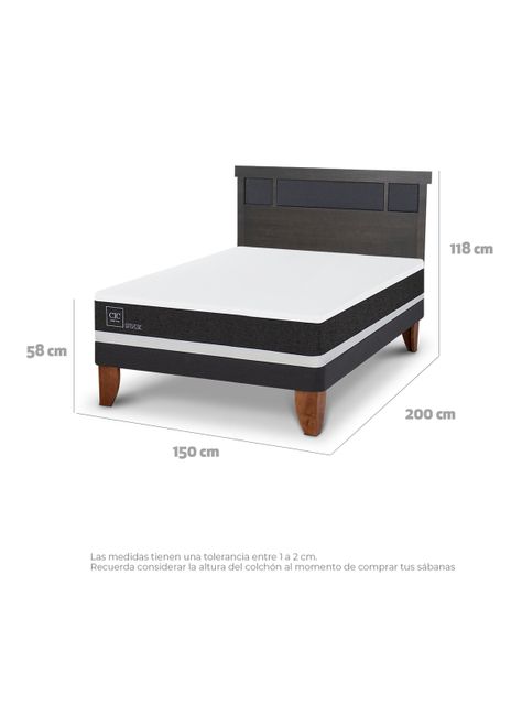 Cama Europea Ortopedic 2 Plazas Respaldo Dublin Gris-1