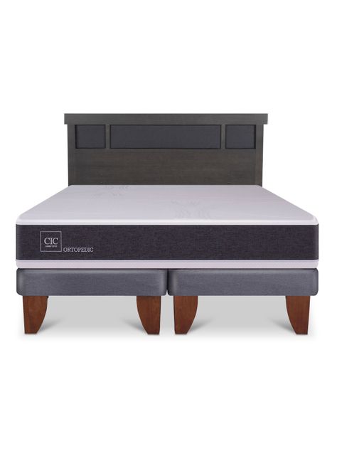 Cama Europea Ortopedic 2 Plazas Base Dividida Respaldo Dublin Gris-2