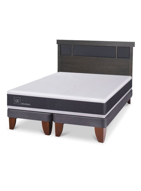 Cama Europea Ortopedic 2 Plazas Base Dividida Respaldo Dublin Gris-0