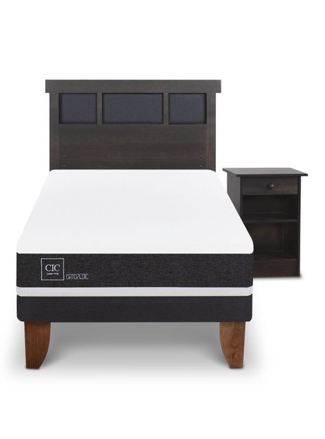 Cama Europea Ortopedic 1.5 Plazas Set Dublin Gris-2