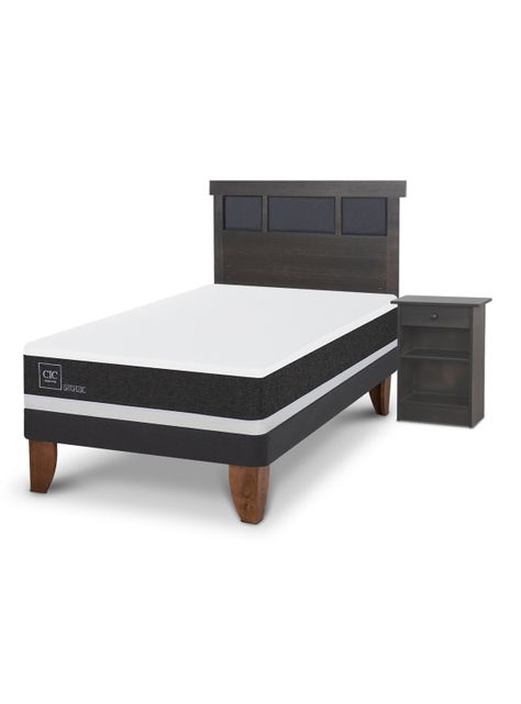 Cama Europea Ortopedic 1.5 Plazas Set Dublin Gris-0