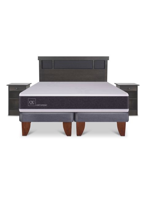 Cama Europea Ortopedic 2 Plazas Base Dividida Set Dublin Gris-2