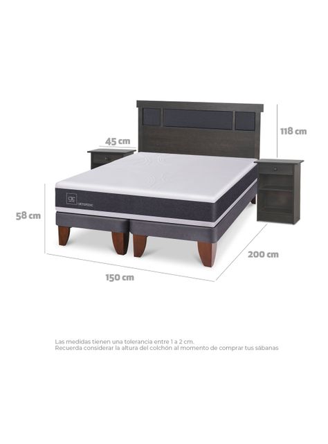 Cama Europea Ortopedic 2 Plazas Base Dividida Set Dublin Gris-1