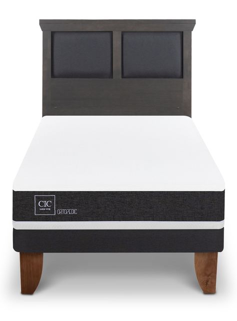 Cama Europea Ortopedic 1.5 Plazas Respaldo Torino Gris-2