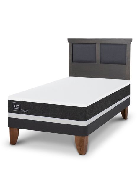 Cama Europea Ortopedic 1.5 Plazas Respaldo Torino Gris-0