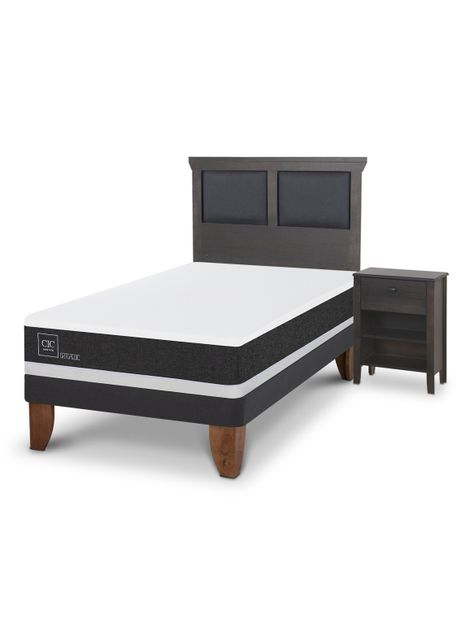 Cama Europea Ortopedic 1.5 Plazas Set Torino Gris-0