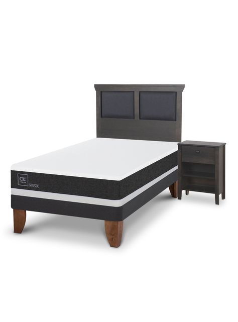 Cama Europea Ortopedic 1.5 Plazas Set Torino Gris-1