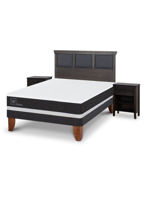 Cama Europea Ortopedic 2 Plazas Set Torino Gris-0
