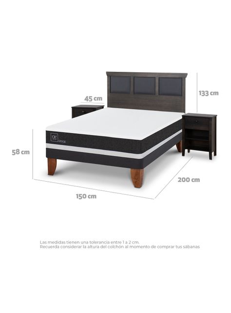 Cama Europea Ortopedic 2 Plazas Set Torino Gris-1