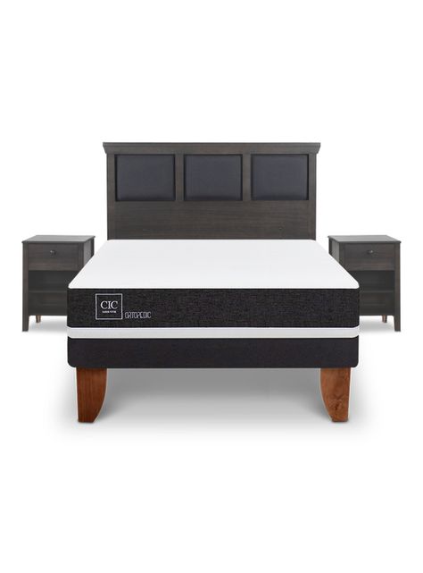 Cama Europea Ortopedic 2 Plazas Set Torino Gris-2