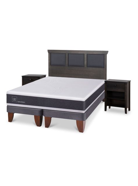 Cama Europea Ortopedic 2 Plazas Base Dividida Set Torino Gris-0