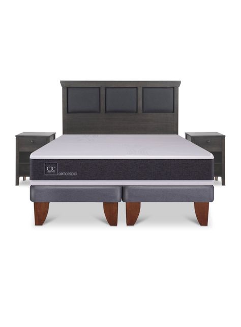 Cama Europea Ortopedic King + Set Torino Gris-2