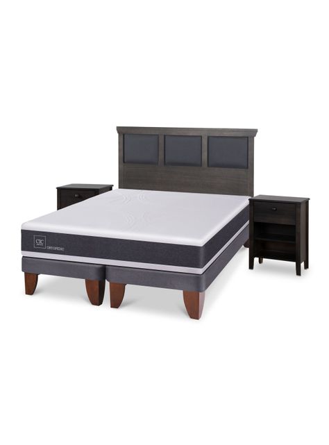 Cama Europea Ortopedic King + Set Torino Gris-0