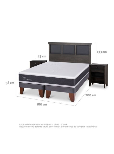 Cama Europea Ortopedic King + Set Torino Gris-1