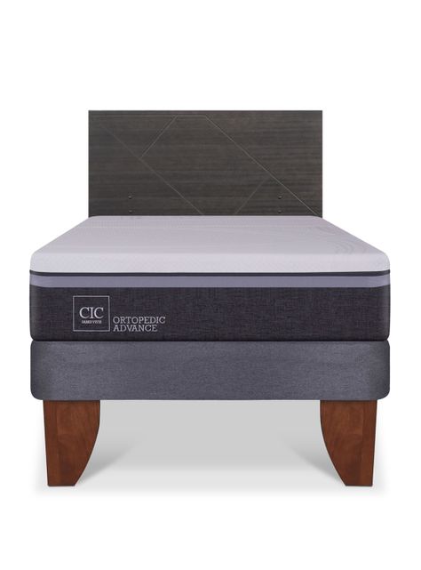 Cama Europea Ortopedic Advance 1.5 Plazas Respaldo Villarrica Gris-2