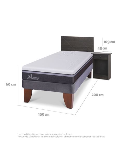 Cama Europea Ortopedic Advance 1.5 Plazas Set Villarrica Gris-1