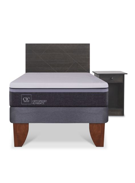 Cama Europea Ortopedic Advance 1.5 Plazas Set Villarrica Gris-2