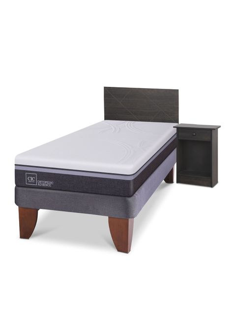 Cama Europea Ortopedic Advance 1.5 Plazas Set Villarrica Gris-0
