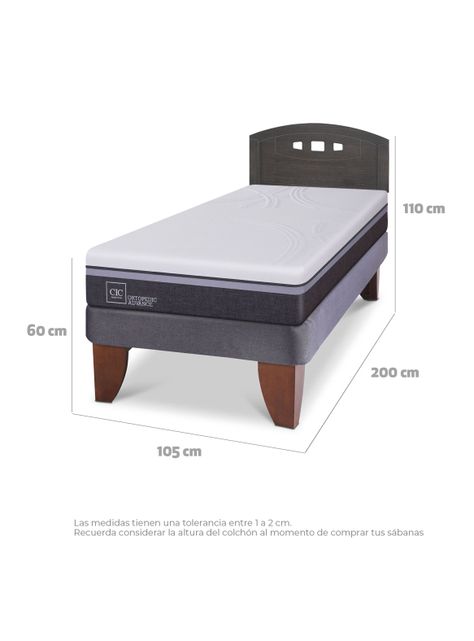 Cama Europea Ortopedic Advance 1.5 Plazas Respaldo Gales Gris-1