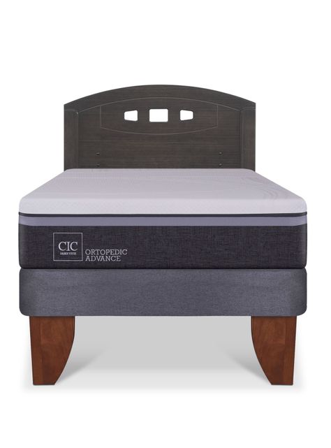 Cama Europea Ortopedic Advance 1.5 Plazas Respaldo Gales Gris-2