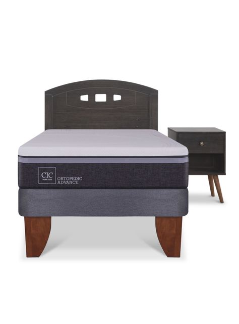 Cama Europea Ortopedic Advance 1.5 Plazas Set Gales Gris-2