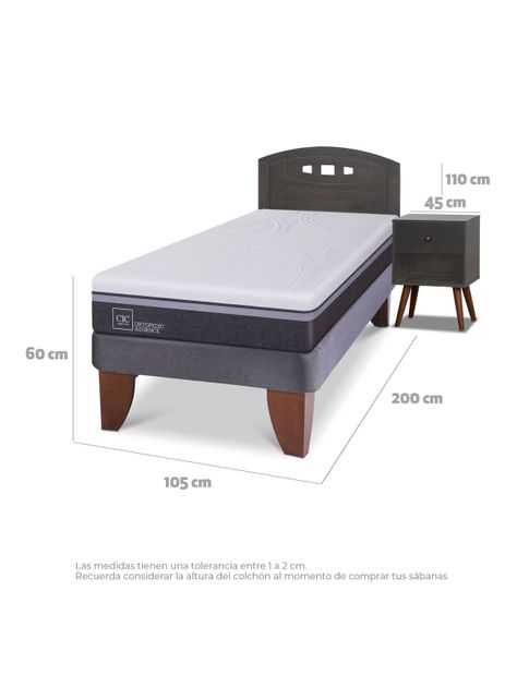 Cama Europea Ortopedic Advance 1.5 Plazas Set Gales Gris-1