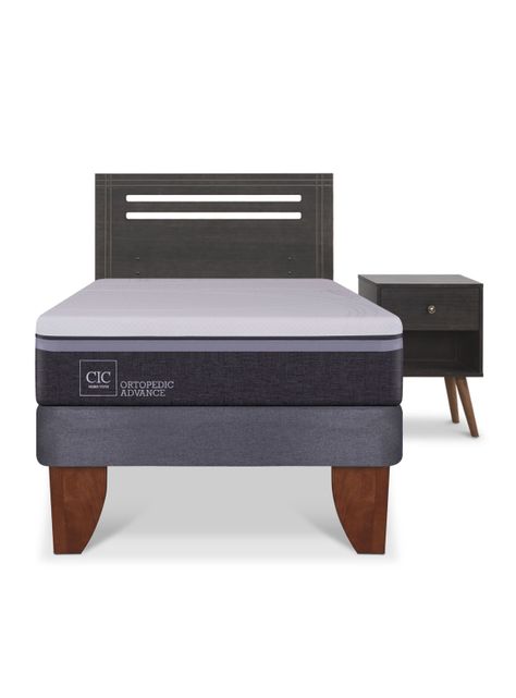 Cama Europea Ortopedic Advance 1.5 Plazas Muebles Munich Gris-2