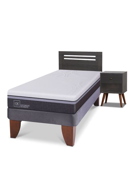 Cama Europea Ortopedic Advance 1.5 Plazas Muebles Munich Gris-0