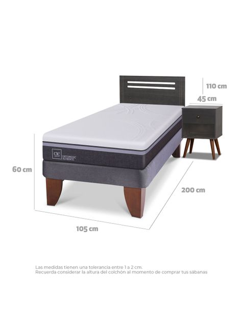 Cama Europea Ortopedic Advance 1.5 Plazas Muebles Munich Gris-1
