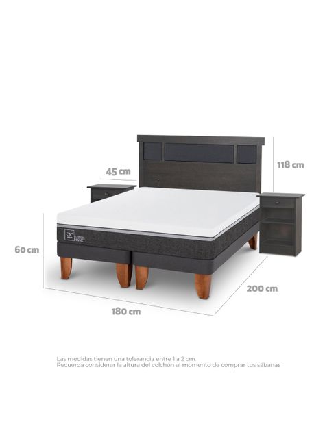 Cama Europea Ortopedic Advance King Set Dublin Gris-1